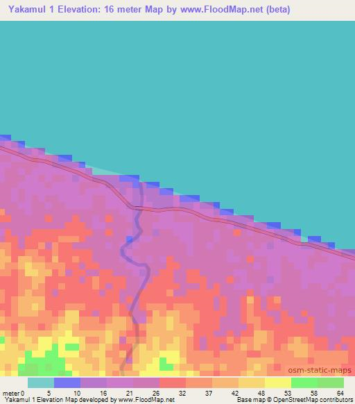 Yakamul 1,Papua New Guinea Elevation Map