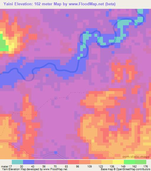 Yaini,Papua New Guinea Elevation Map