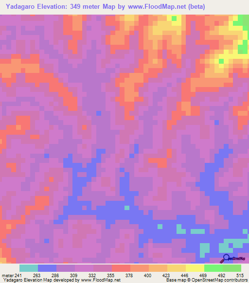 Yadagaro,Papua New Guinea Elevation Map