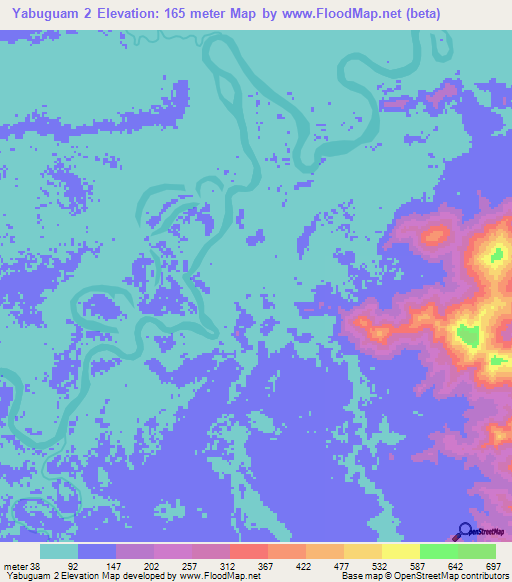 Yabuguam 2,Papua New Guinea Elevation Map