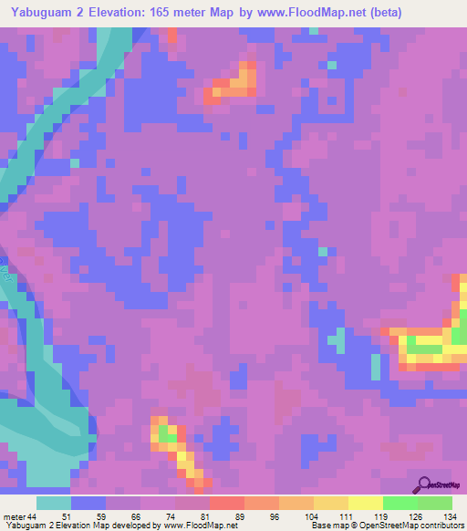 Yabuguam 2,Papua New Guinea Elevation Map