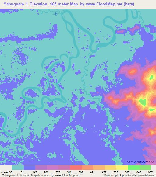 Yabuguam 1,Papua New Guinea Elevation Map