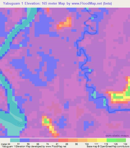 Yabuguam 1,Papua New Guinea Elevation Map