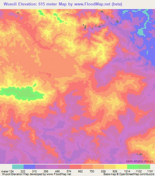 Wusoli,Papua New Guinea Elevation Map