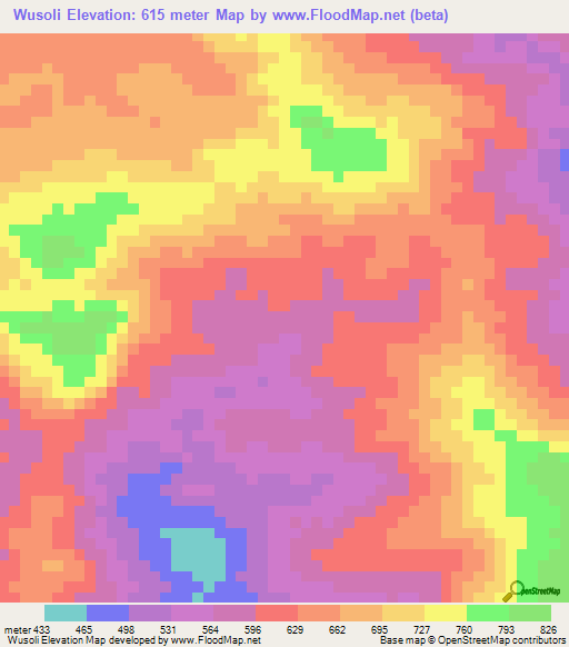 Wusoli,Papua New Guinea Elevation Map