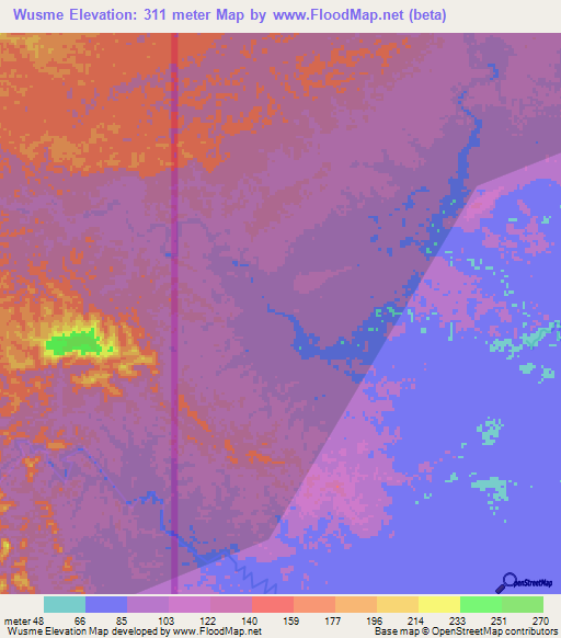 Wusme,Papua New Guinea Elevation Map