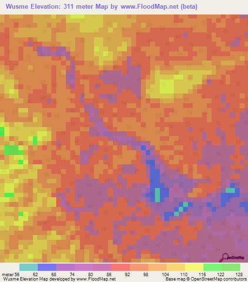 Wusme,Papua New Guinea Elevation Map