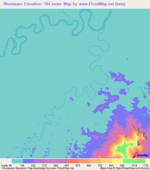 Wusianam,Papua New Guinea Elevation Map