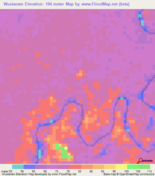 Wusianam,Papua New Guinea Elevation Map