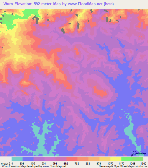 Wuro,Papua New Guinea Elevation Map