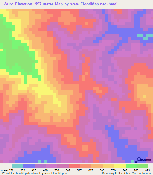 Wuro,Papua New Guinea Elevation Map