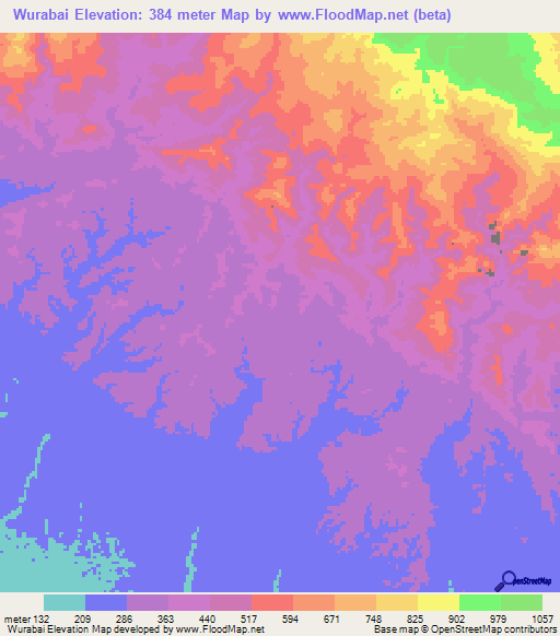 Wurabai,Papua New Guinea Elevation Map