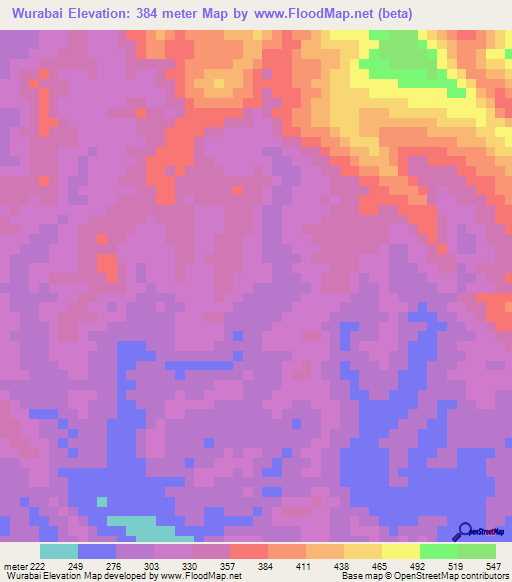 Wurabai,Papua New Guinea Elevation Map