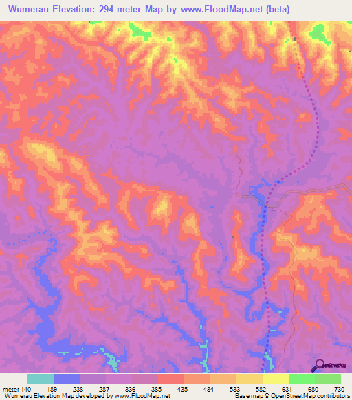 Wumerau,Papua New Guinea Elevation Map