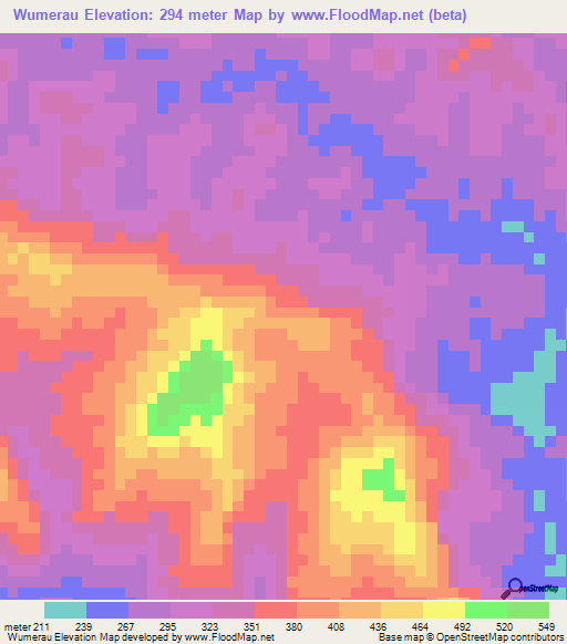 Wumerau,Papua New Guinea Elevation Map