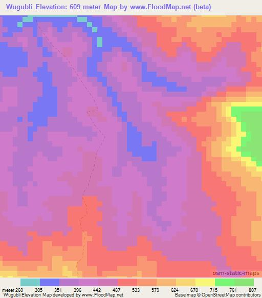 Wugubli,Papua New Guinea Elevation Map