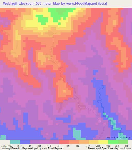 Wublagil,Papua New Guinea Elevation Map