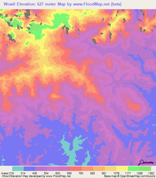 Wowil,Papua New Guinea Elevation Map