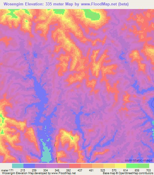 Wosengim,Papua New Guinea Elevation Map