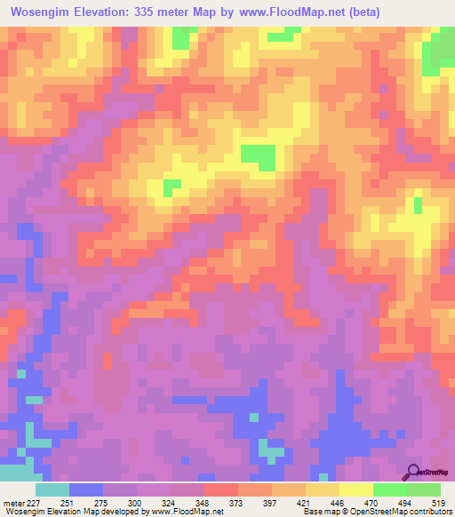 Wosengim,Papua New Guinea Elevation Map