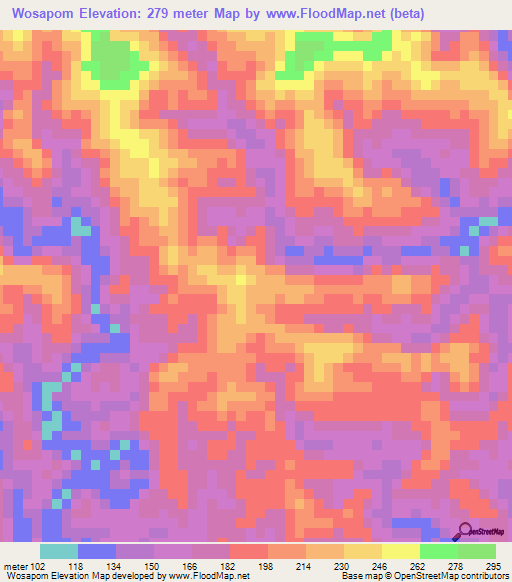 Wosapom,Papua New Guinea Elevation Map