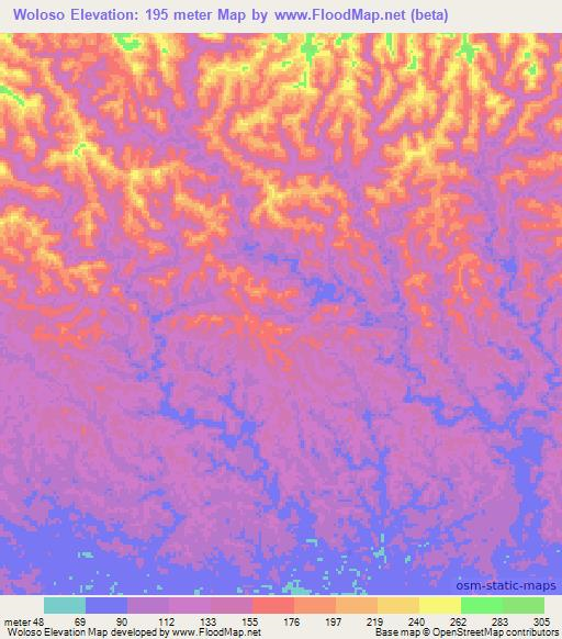 Woloso,Papua New Guinea Elevation Map