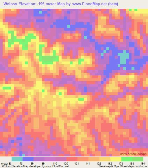 Woloso,Papua New Guinea Elevation Map