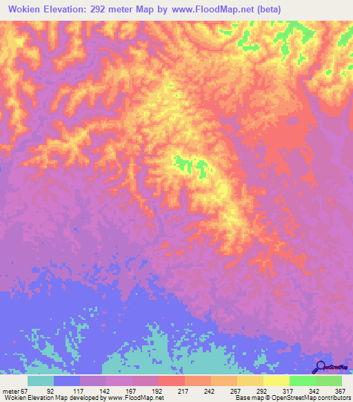 Wokien,Papua New Guinea Elevation Map