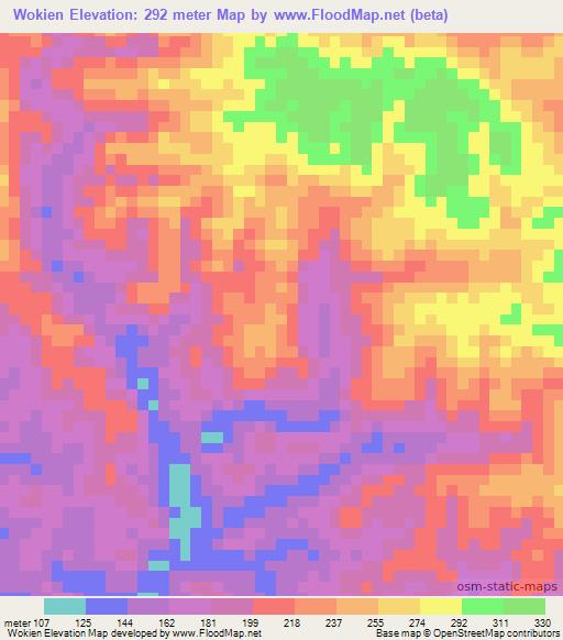 Wokien,Papua New Guinea Elevation Map