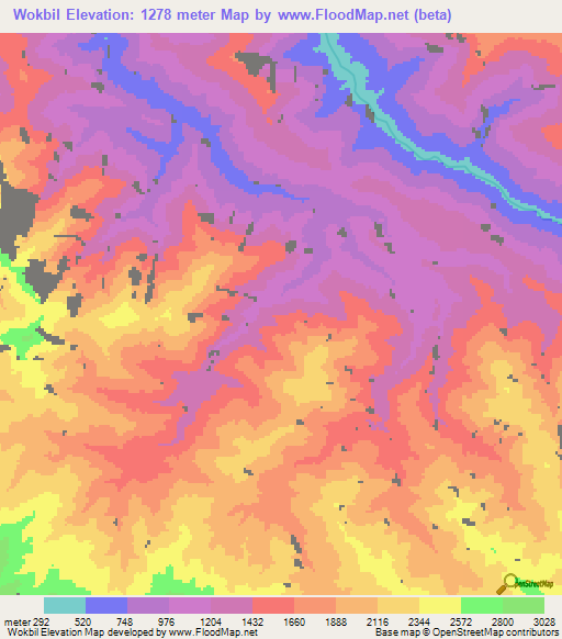 Wokbil,Papua New Guinea Elevation Map