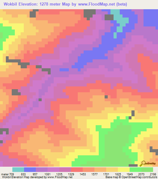 Wokbil,Papua New Guinea Elevation Map