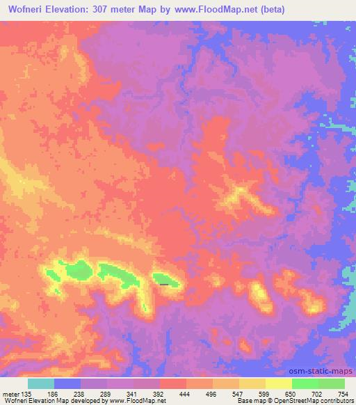 Wofneri,Papua New Guinea Elevation Map