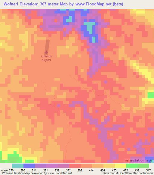 Wofneri,Papua New Guinea Elevation Map