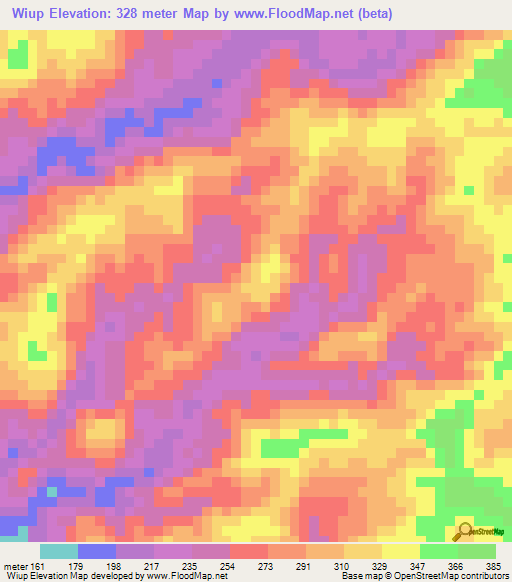 Wiup,Papua New Guinea Elevation Map