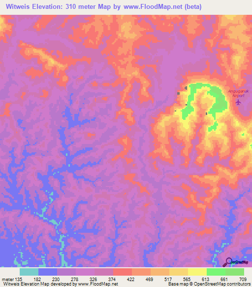 Witweis,Papua New Guinea Elevation Map