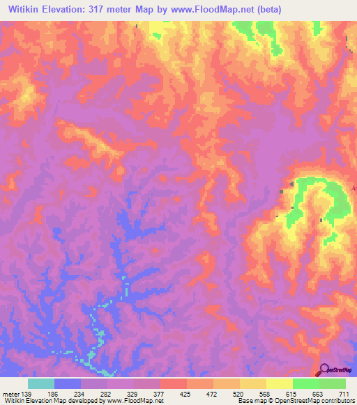 Witikin,Papua New Guinea Elevation Map