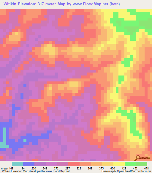 Witikin,Papua New Guinea Elevation Map