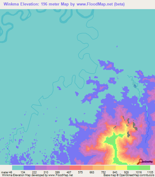 Winkma,Papua New Guinea Elevation Map