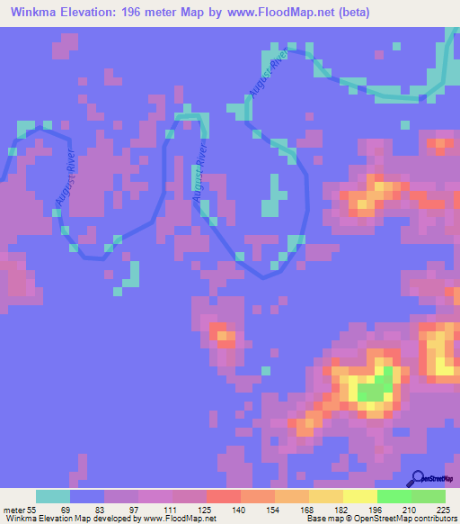 Winkma,Papua New Guinea Elevation Map