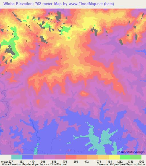 Winbe,Papua New Guinea Elevation Map