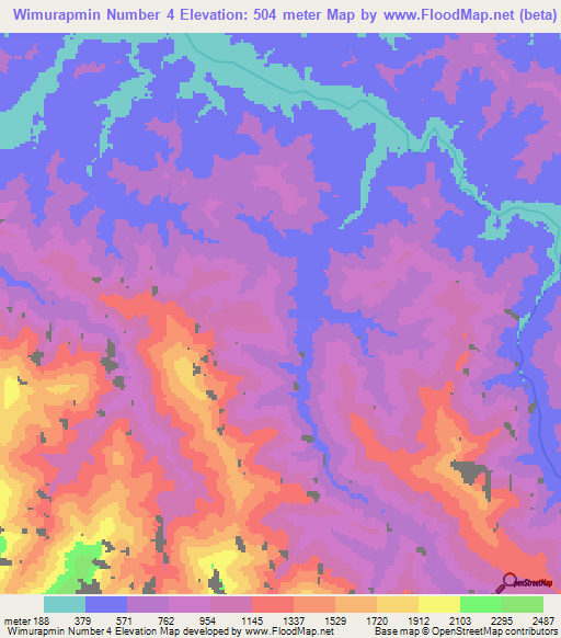 Wimurapmin Number 4,Papua New Guinea Elevation Map