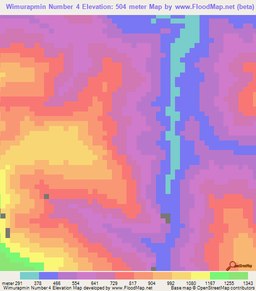 Wimurapmin Number 4,Papua New Guinea Elevation Map