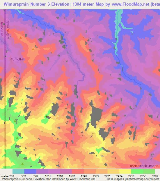 Wimurapmin Number 3,Papua New Guinea Elevation Map