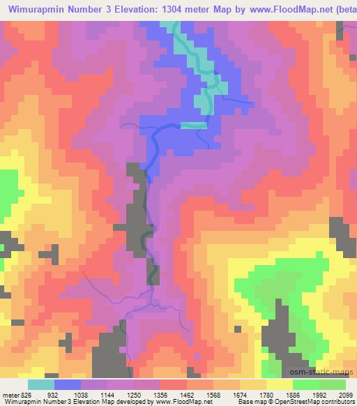 Wimurapmin Number 3,Papua New Guinea Elevation Map