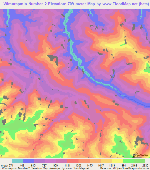 Wimurapmin Number 2,Papua New Guinea Elevation Map