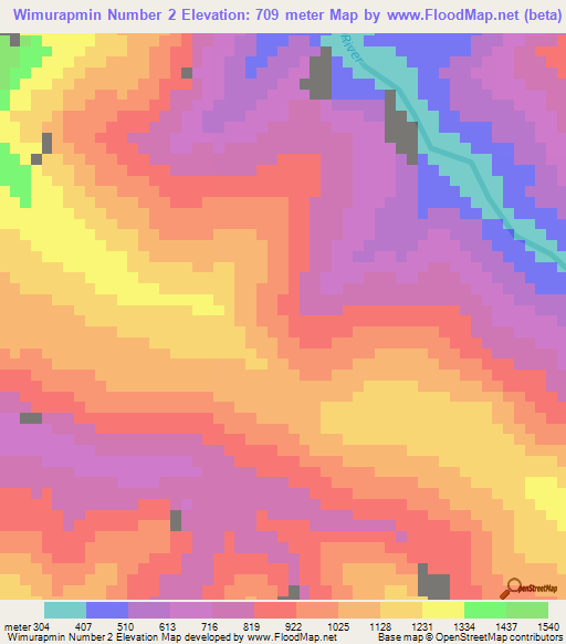 Wimurapmin Number 2,Papua New Guinea Elevation Map