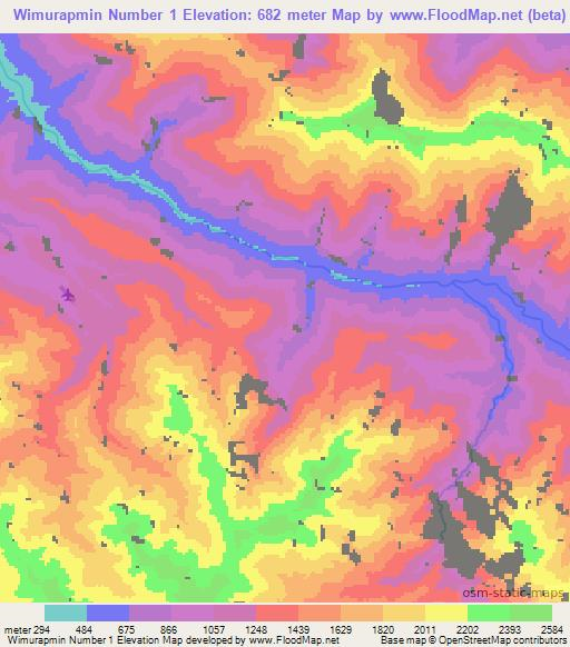 Wimurapmin Number 1,Papua New Guinea Elevation Map