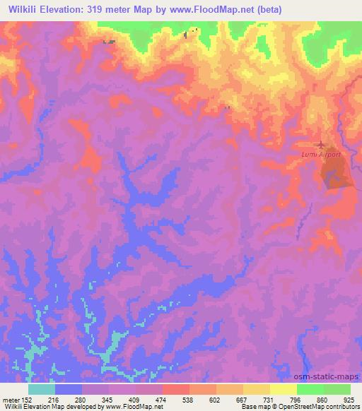 Wilkili,Papua New Guinea Elevation Map