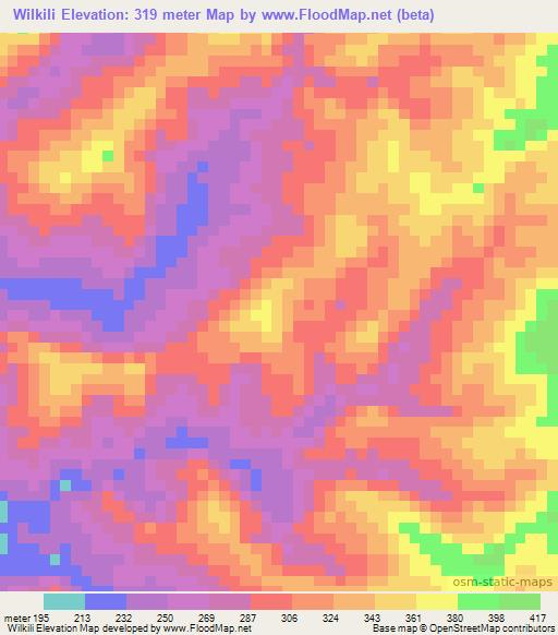 Wilkili,Papua New Guinea Elevation Map