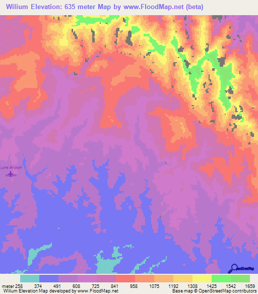 Wilium,Papua New Guinea Elevation Map